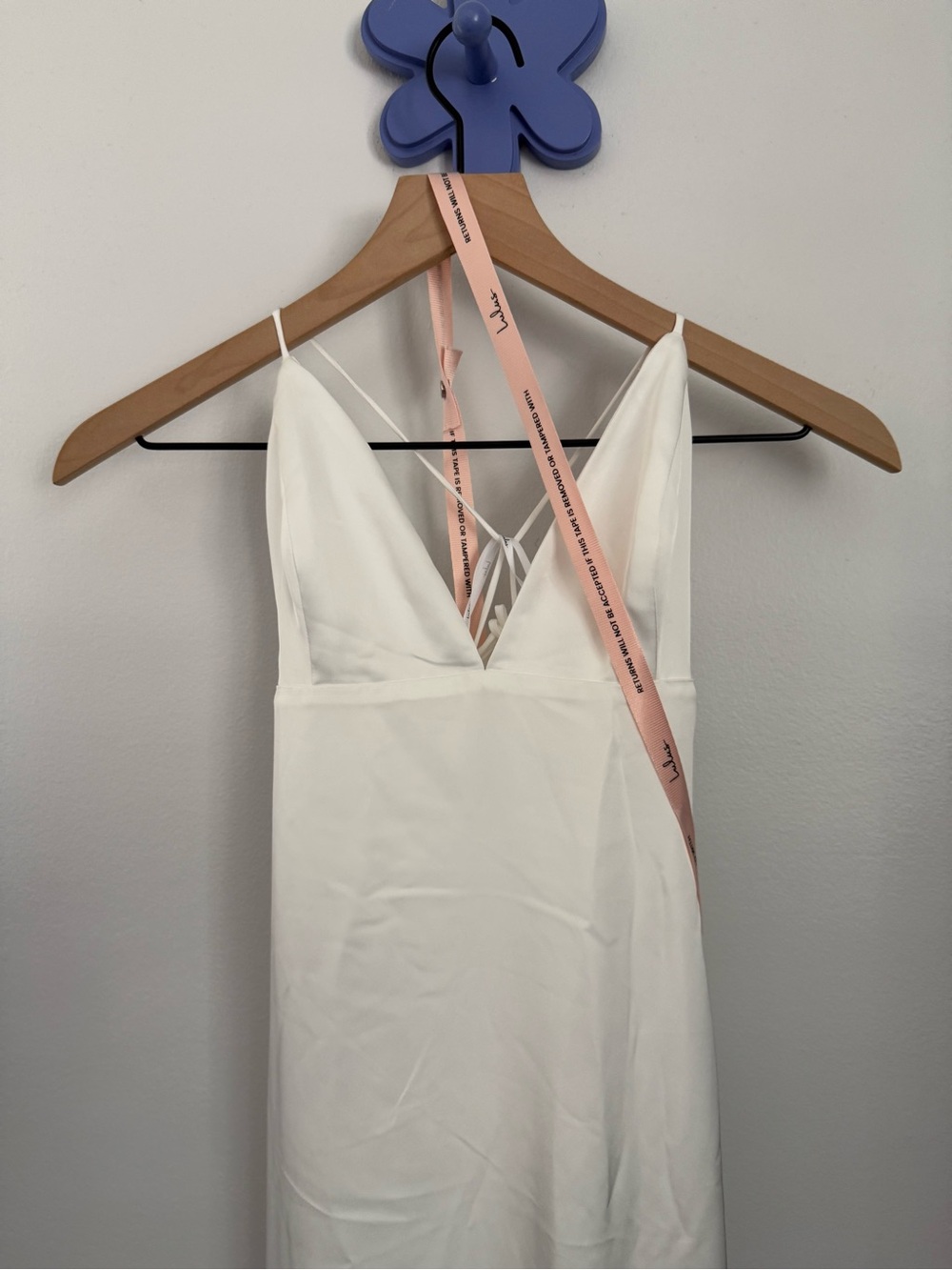 Lulus Medium NEW Lupita White Satin Tie-Back Maxi Dress Bridal Wedding Minimal - Picture 3 of 11